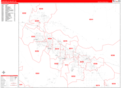 Coachella Valley Metro Area Wall Map Red Line Style 2024